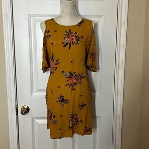 Cold Shoulder Floral Over The Knee Dress